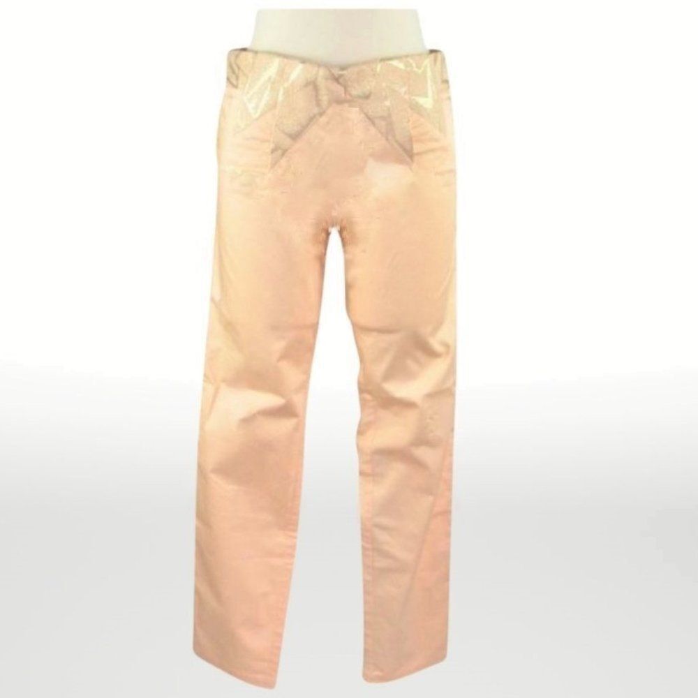 Classic Pants Slim  Peach Metallic Sunburst Waistband Women’s Size 9/10 Slim